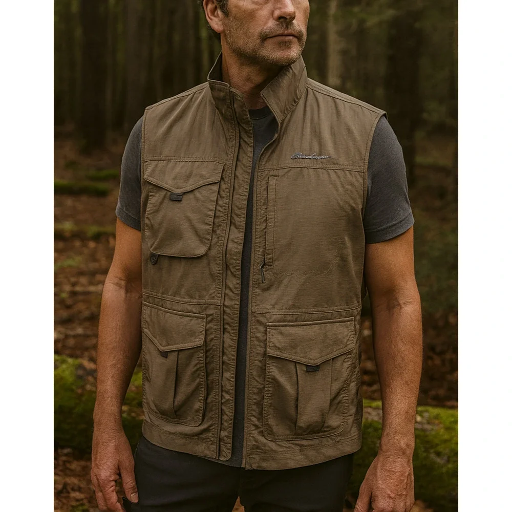 Eddie Bauer Travex Vest Multi Pocket Utility Outdoor Full Zip Ripstop Mens Large - Picture 1 of 12